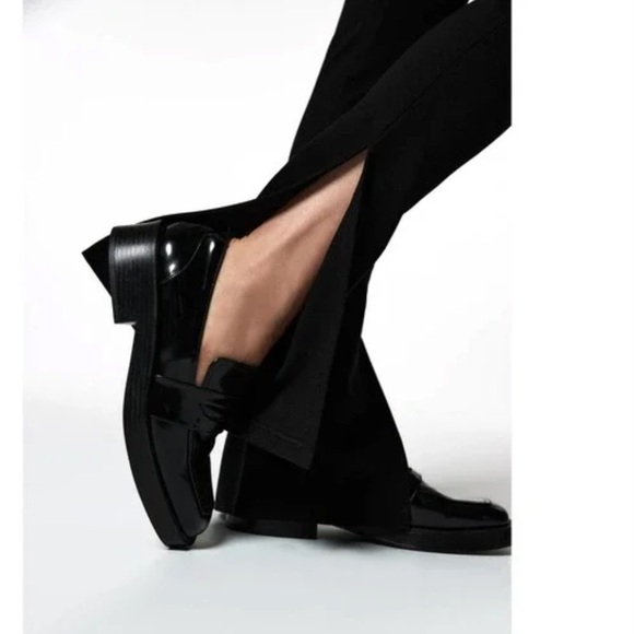 Zara Black Ponte Double Belted Ankle Slit Pants - Picture 2 of 10